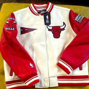white red  Chicago bulls leatherman jacket
